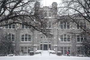 (Photo courtesy Andrew Mather) UCM's Administration building provides warmth and shelter from the storm Thursday, Feb. 20.