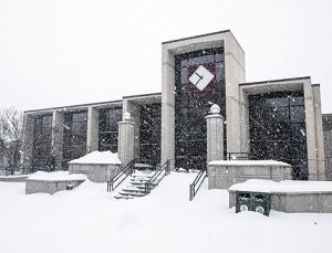 (Photo courtesy Andrew Mather) UCM's Elliot Union blanketed with snow Thursday, Feb. 21.