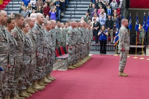 Soldiers standing at attention. (Photo by Andrew Mather)