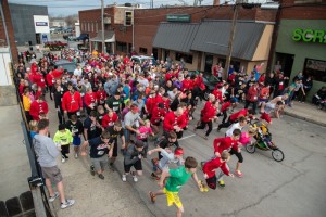 (Photos courtesy Andrew Mather, digitalBURG) Runners bolt off the starting line on Saturday, April 6 for the Blaine Whitworth Memorial 5K.