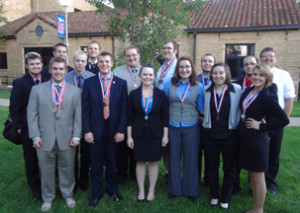 Talking Mules Speech and Debate Squad: front row, left to right: Matt Gilmore, David Rogers, Kaila Todd, Sam Begley, Alyssa Clifton, Kaci Culp; back row: Zac McGee, Jarrod Best, Wes Herman, John Markley, Derek Pritchett, Jeff May, Sam Crosby, Ethan Putman, Josh Dineen.