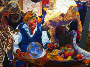 Detail from "No Room at The Table" by Annie Helmericks-Louder.