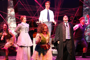 PHOTO BY PAUL JOYNER / PHOTO EDITOR  The cast, from left, Kelsey Reinsfelder, Brooke Myers, Taylor Jennings, Daniel Parman, Zac Craft and Michael Hutton, performs one of the musical numbers for “Spring Awakening,” which opened Wednesday night in the Highlander Theatre.