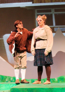 Gustav, played by Zach Craft, comforts a downtrodden Maple Cheeks, played by Hannah Michaelree, when she is afraid she won’t make it home in time for dinner. 