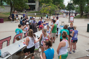 Students gather around to support a great cause and to have a little fun at the Pie a Pi and Egg an Ep event last week at the Union.