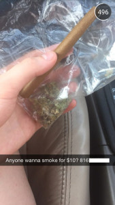 PHOTO SCREENSHOT FROM UCMO_SNAPS Some users submitted photos of illicit activity such as selling marijuana, sometimes giving out contact information in the process.