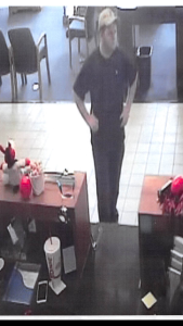 The UMB Bank robbery suspect is shown on the bank's video surveillance.