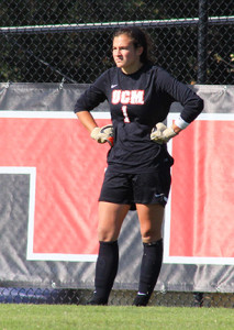 PHOTO BY ALEX AGUEROS / SPORTS EDITOR Sophomore goalkeeper Ana Dilkes observes the Central Missouri defense against Northeastern State Sunday, Oct. 18., at the South Recreation Complex.