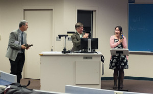 Wankum was excited to receive a Cronkite bust at the media ethics conference.