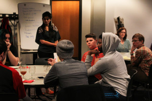 PHOTO BY SARA LAWSON / ASSISTANT NEWS EDITOR Students gather for a town hall meeting on Wednesday, Feb. 3, to discuss concerns of the LGBTQ community on campus.