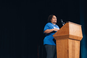 Sabrina Butler shares her personal experience with the criminal justice system in Hendricks Hall. 