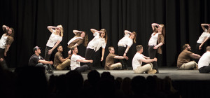The ladies lean back for an entertaining performance for their Star Wars themed step show.