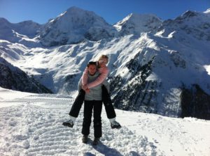 PHOTO SUBMITTED BY LINDSAY BIRKE Lindsay Birke and her German sister Hannah pose for a photo during a ski trip to Italy.