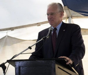 PHOTO BY MATT BIRD-MEYER / FACULTY ADVISER Gov. Jay Nixon answers questions from journalists following his speech Thursday during the Missouri State Fair Governor’s Ham Breakfast in Sedalia.