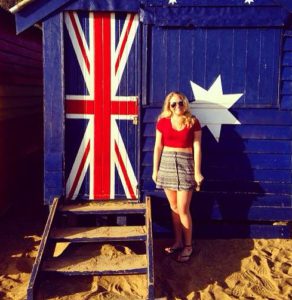 PHOTO SUBMITTED BY MEGAN DUFFY Megan Duffey poses for a photo at Brighton Beach while studying abroad in Melbourne, Australia. 