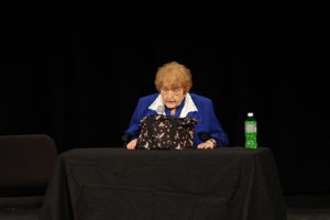 PHOTO BY DENISE ELAM / FEATURES EDITOR Eva Kor speaks at Hendricks Hall to UCM students and faculty. 